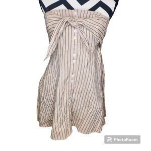 Free people Striped Button Front Strapless Dress